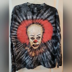 IT The Movie Pennywise The Clown Long Sleeve Shirt Adult Sz L- Tie Dye Tim Curry
